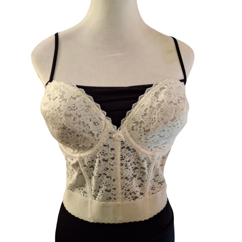 Frederick"s of Hollywood Lace Strapless White Corset Vintage Women Size 38D